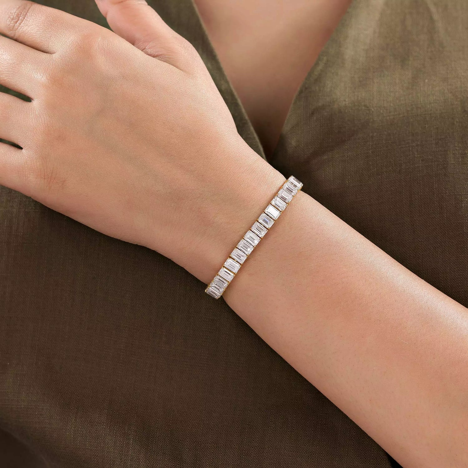 Emerald Lab Diamond Tennis Bracelet