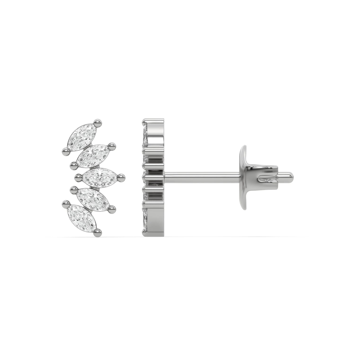 0.33 CT Natural Diamond Marquis Cut Ear Climber Earrings