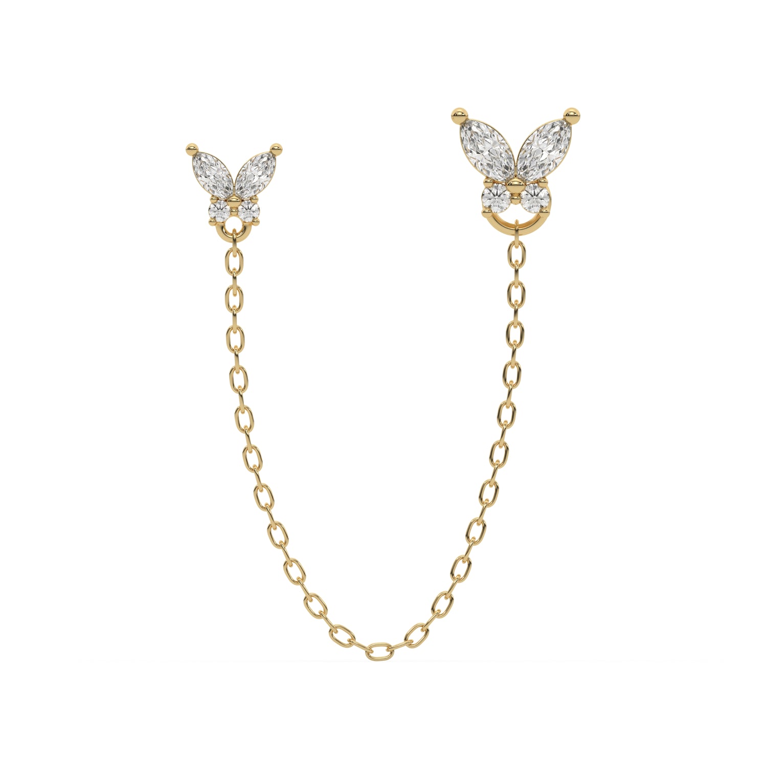 0.33 CT Lab Diamond Butterfly Chain Earrings