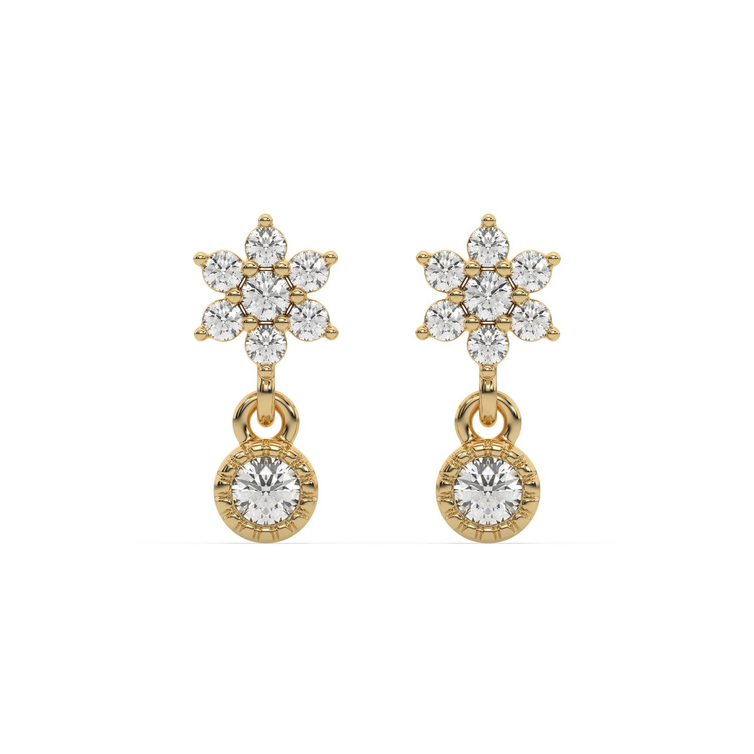 0.25 CT Lab Diamond Flower Dangling Earrings