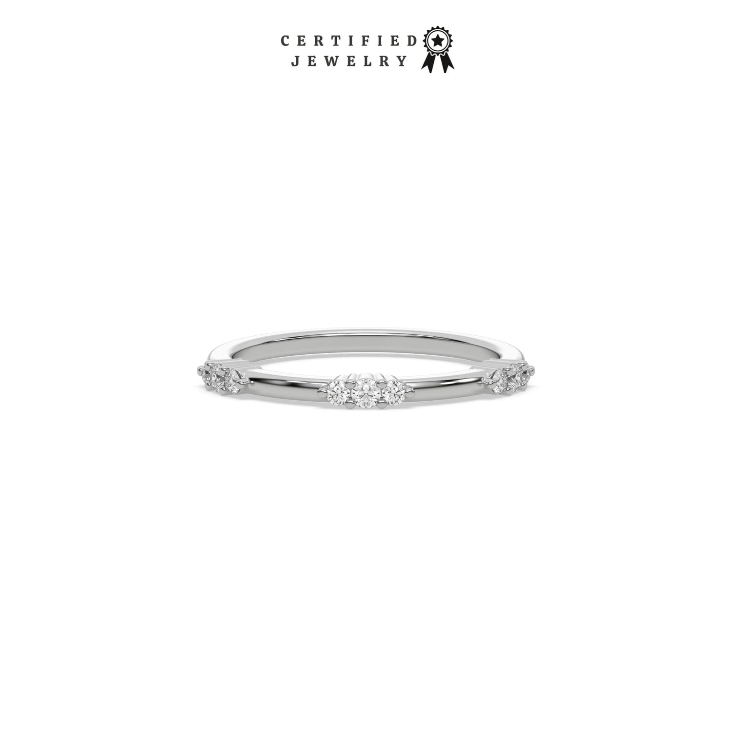 0.16 CT 9 Stone Natural Diamond Petite Round Wedding Band