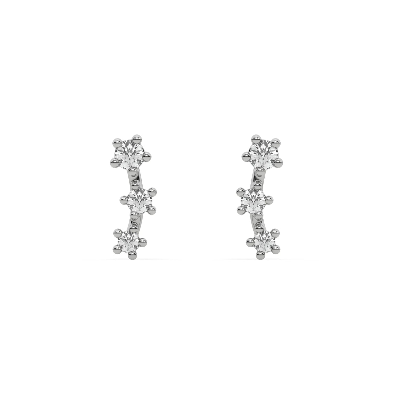 0.25 CT Natural Diamond Climber Earrings