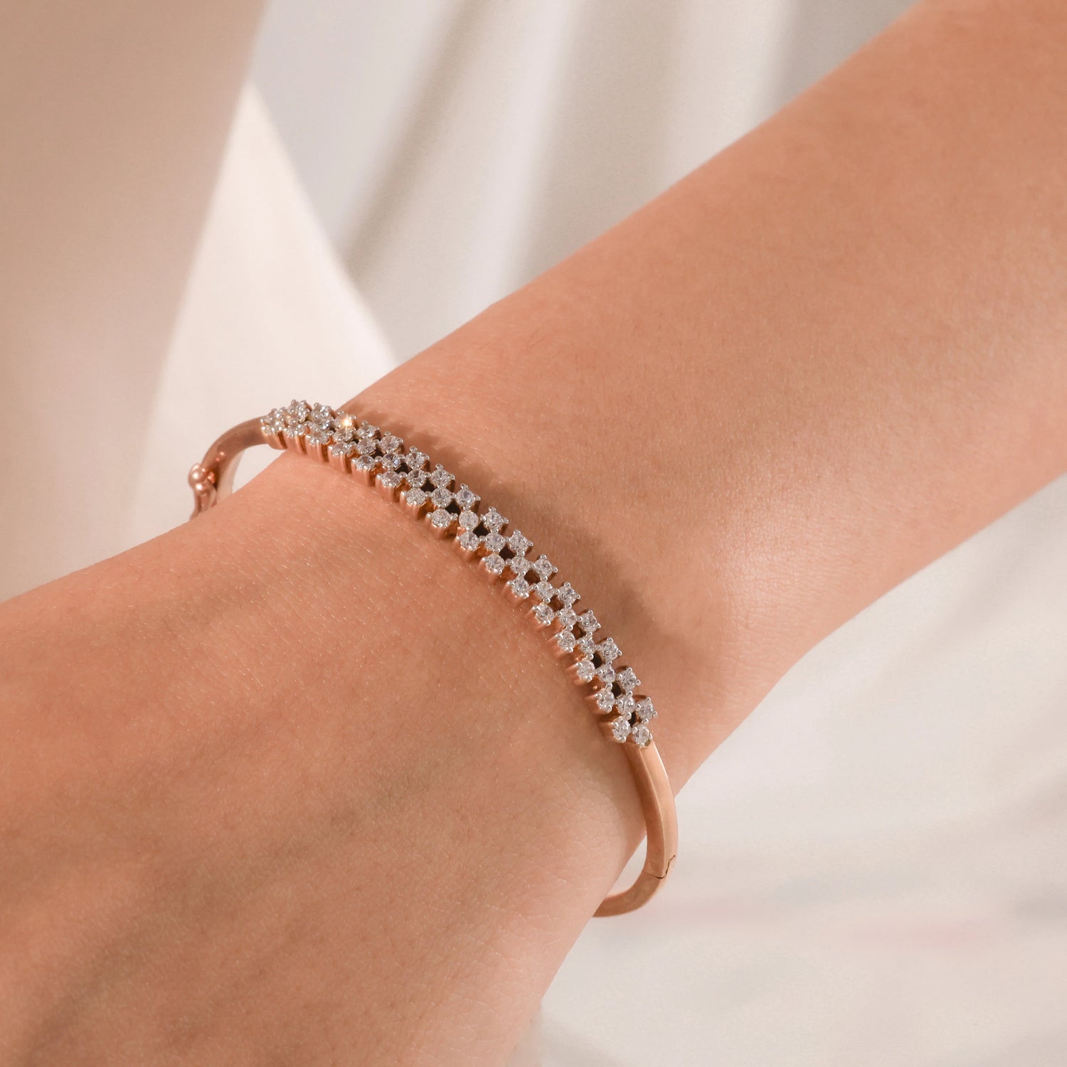 1.42 CT Round Lab Diamond Bangle Bracelet