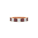 18K Rose Gold Asscher Half and Half Eternity Ring