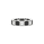 18K White Gold Asscher Black And White Diamond Eternity Ring
