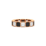 18K Rose Gold Asscher Black And White Diamond Eternity Ring