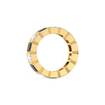 14K Yellow Gold Asscher Black And White Diamond Eternity Ring