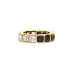 18K Yellow Gold Asscher Black And White Diamond Eternity Ring