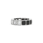 18K White Gold Asscher Black And White Diamond Eternity Ring