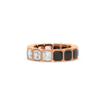 18K Rose Gold Asscher Black And White Diamond Eternity Ring