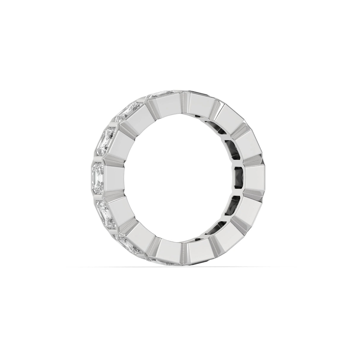 10K Asscher Black And White Diamond Eternity Ring