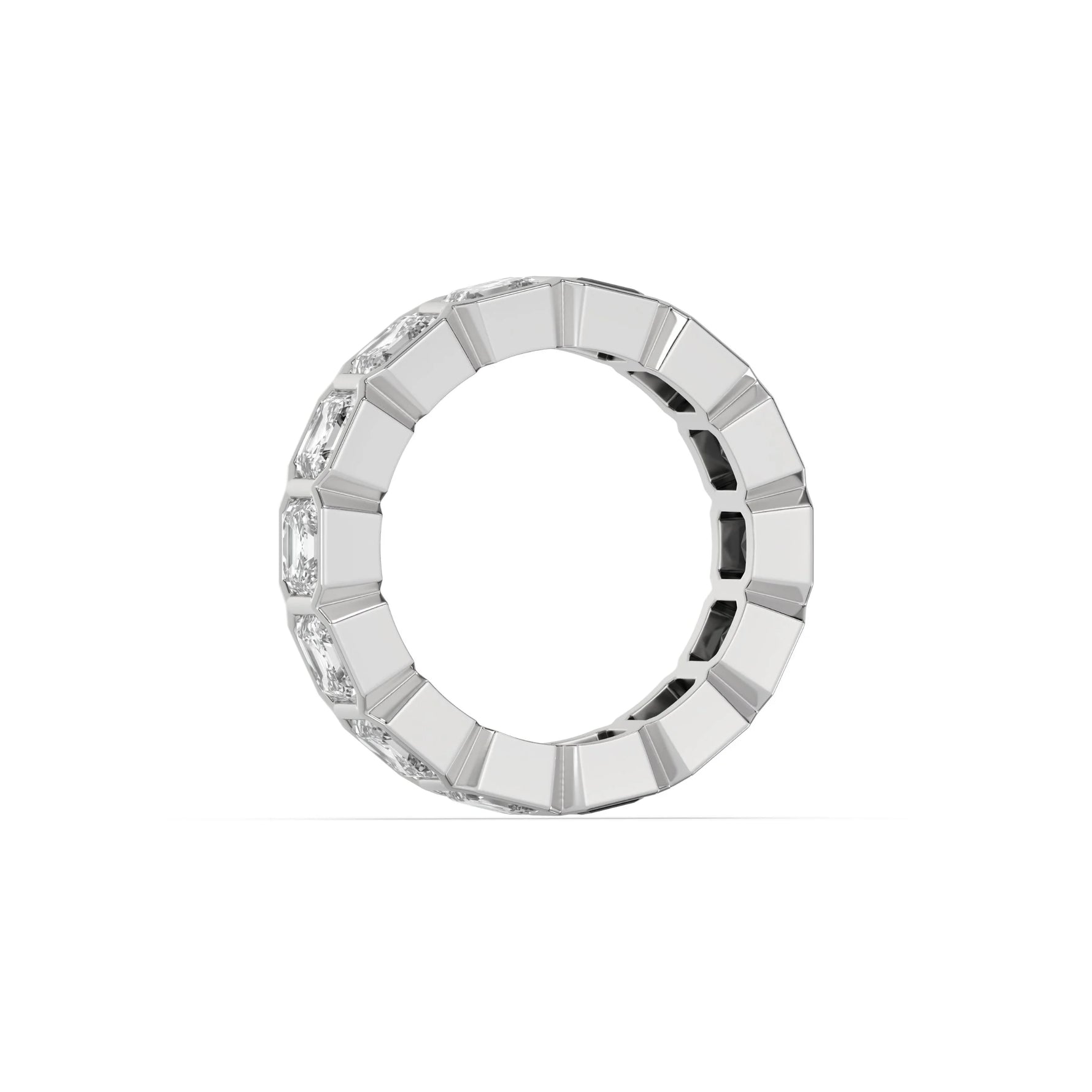 10K Asscher Black And White Diamond Eternity Ring