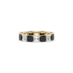 18K Yellow Gold Asscher Black and White Diamond Eternity Ring