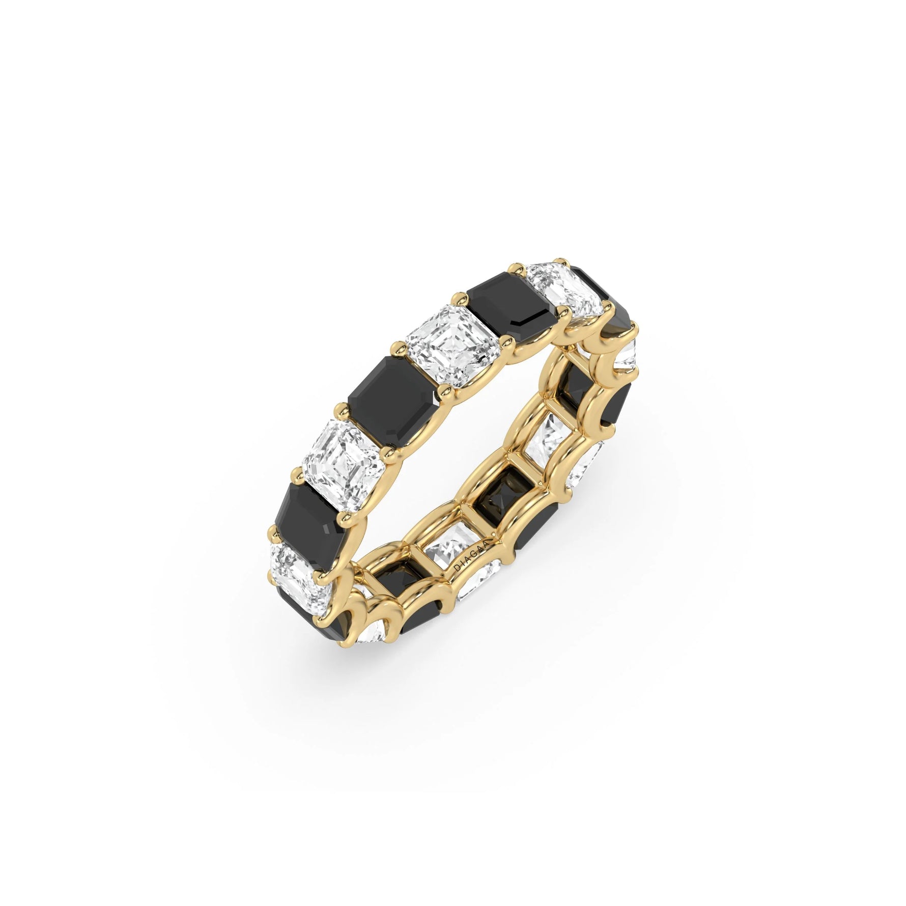 14K Yellow Gold Asscher Diamond Eternity Ring