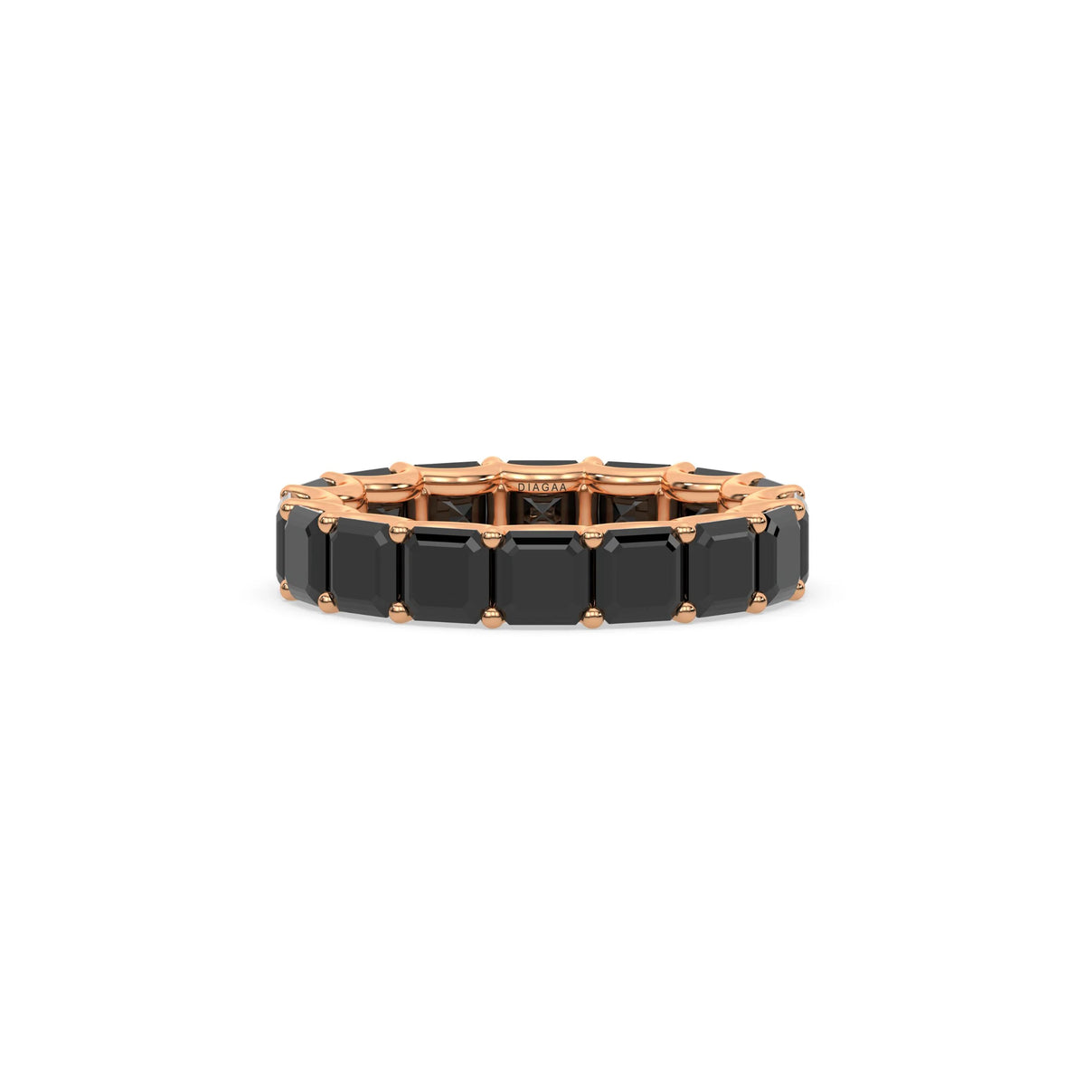 18K Rose Gold Asscher Natural Black Diamond Eternity Ring