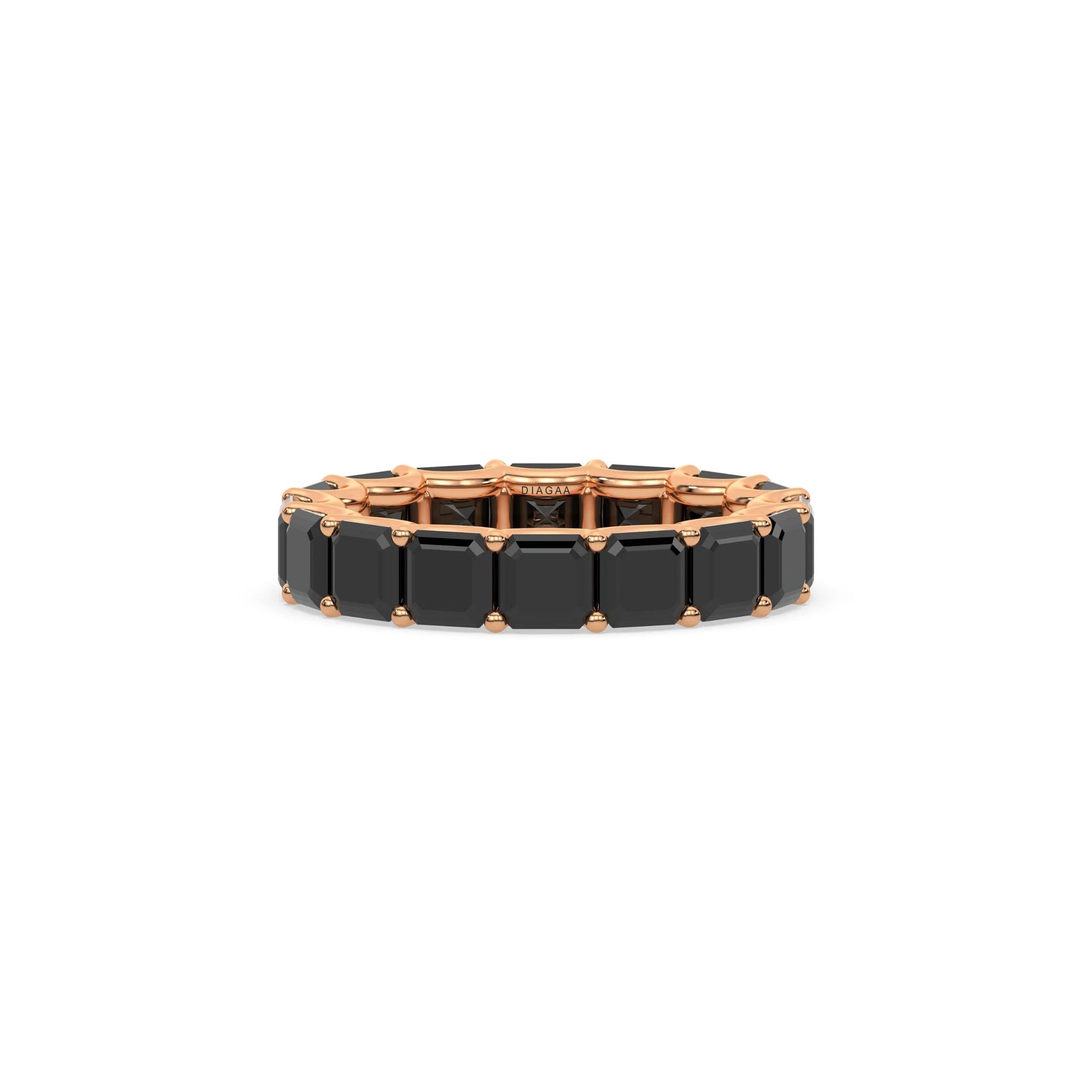 18K Rose Gold Asscher Natural Black Diamond Eternity Ring