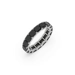 14K White Gold Asscher Natural Black Diamond Eternity Ring
