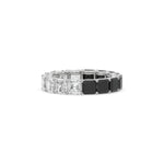 18K White Gold Asscher Black and White Diamond Eternity Ring