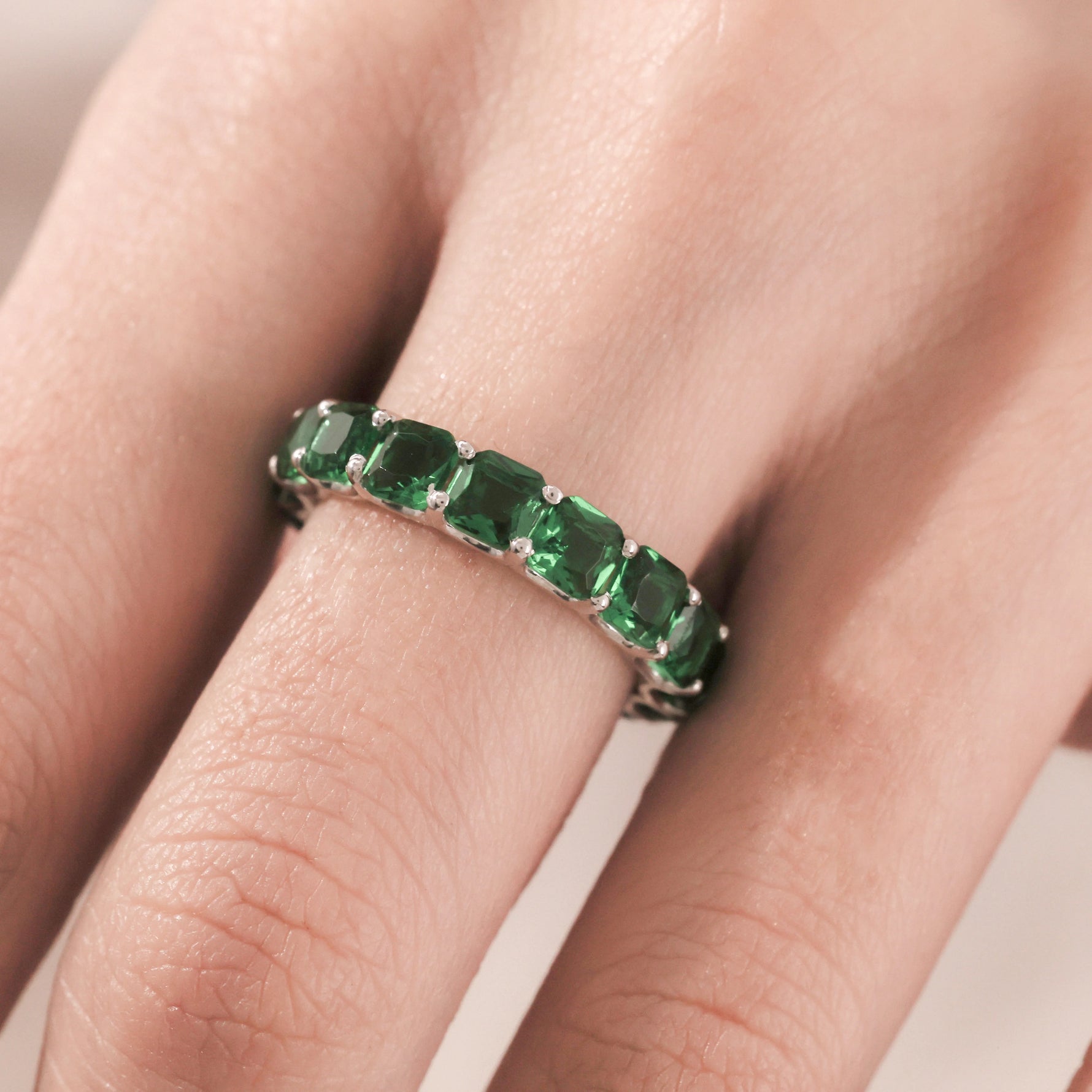 Asscher Cut Emerald Eternity Ring