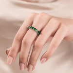 Asscher Cut Emerald Gemstone Full Eternity Ring