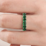 Asscher Cut Emerald Gemstone Half Eternity Ring