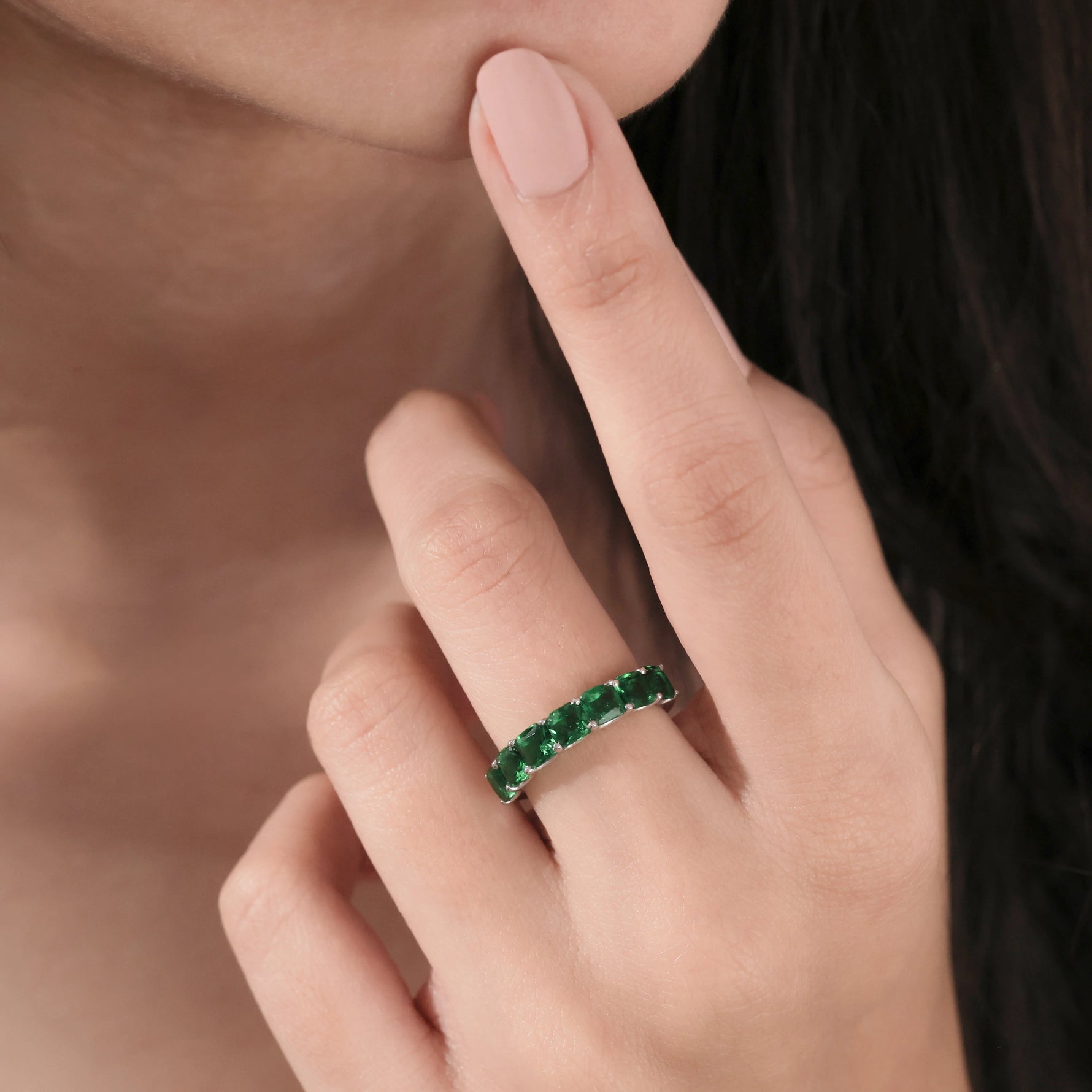Asscher Cut Emerald Gemstone Ring