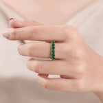 14K White Gold Asscher Emerald Eternity Ring