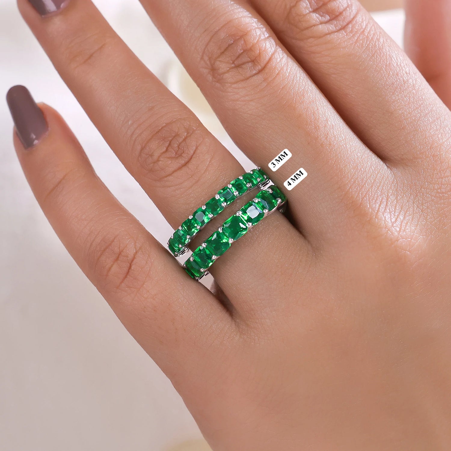 Asscher Cut Lab Emerald Eternity Ring