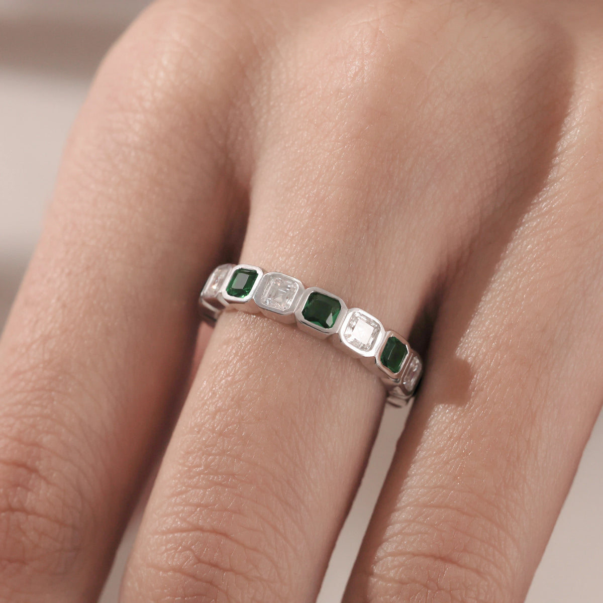 10K White Gold Asscher Eternity Ring