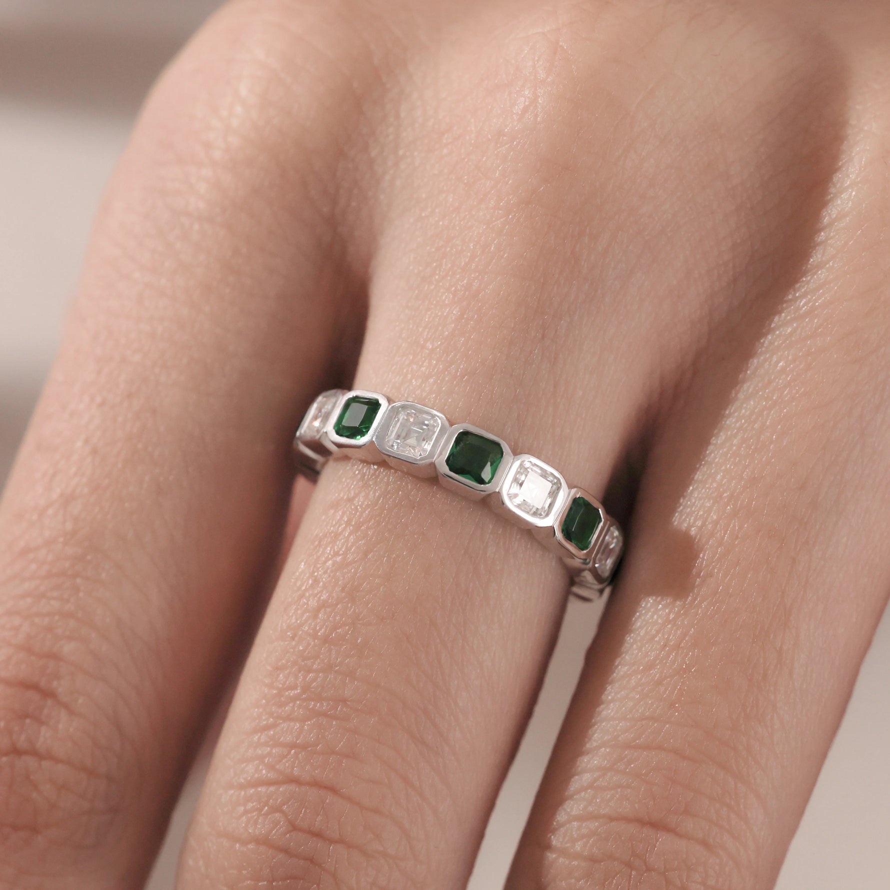 10K White Gold Asscher Eternity Ring