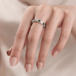  Asscher  Diamond Emerald Gemstone Eternity Ring