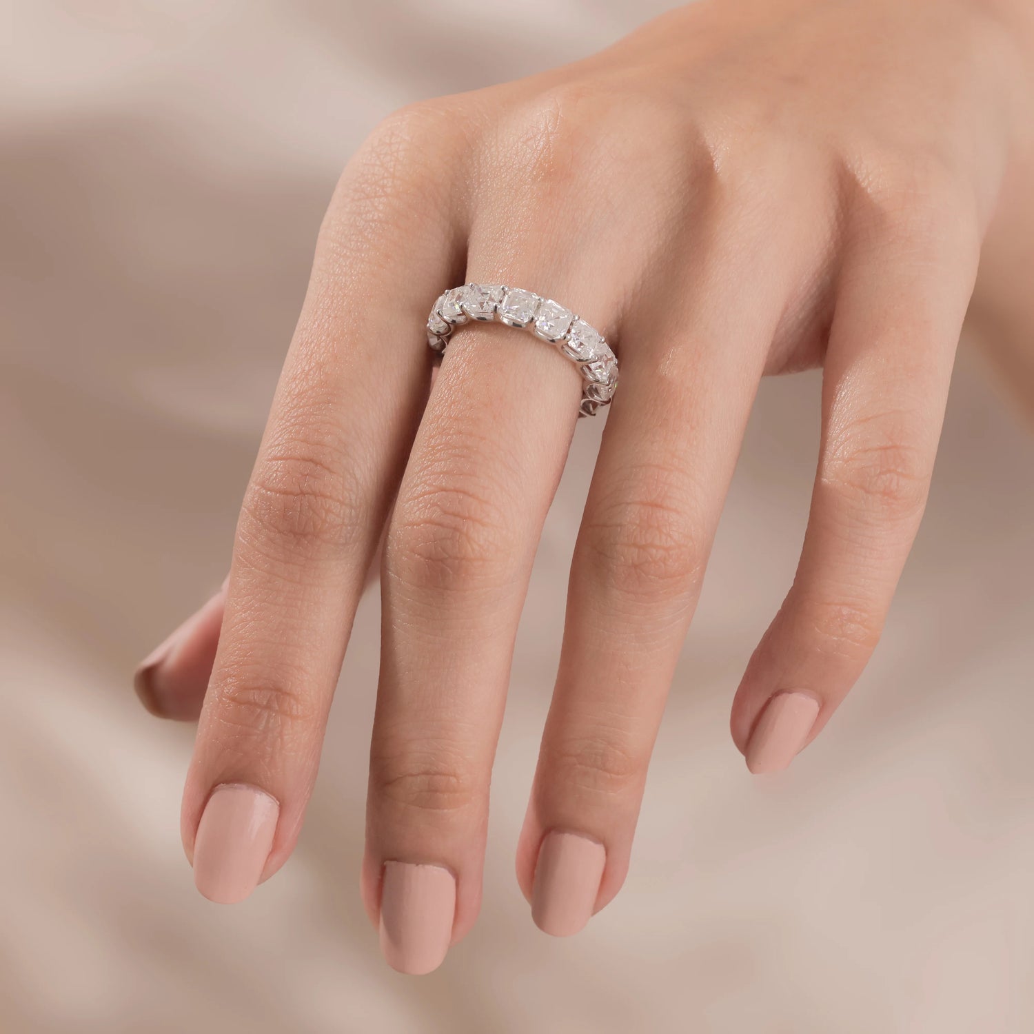 8.80 CT Asscher Lab Grown Diamond Full Eternity Ring