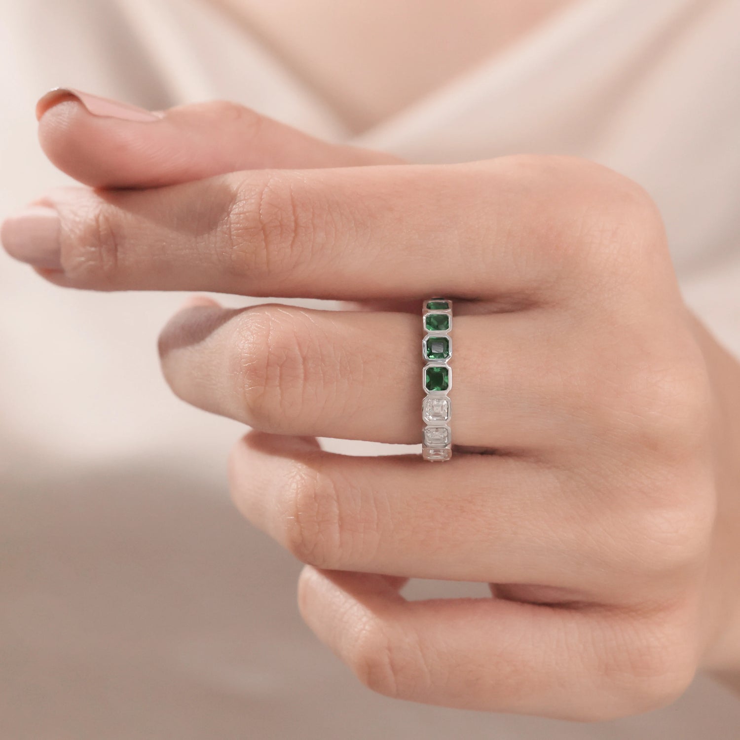 Emerald Gemstone Full Eternity Ring