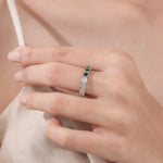 Asscher Diamond Half Emerald Gemstone Ring