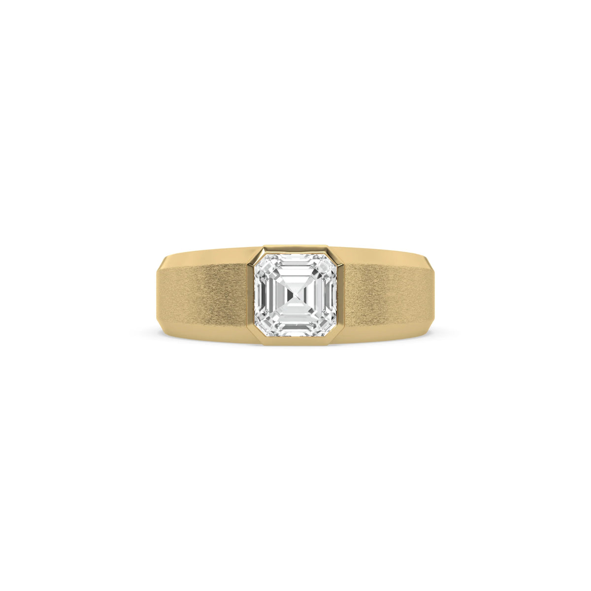 14K Yellow Gold Mens Tiffany Asscher Solitaire Ring