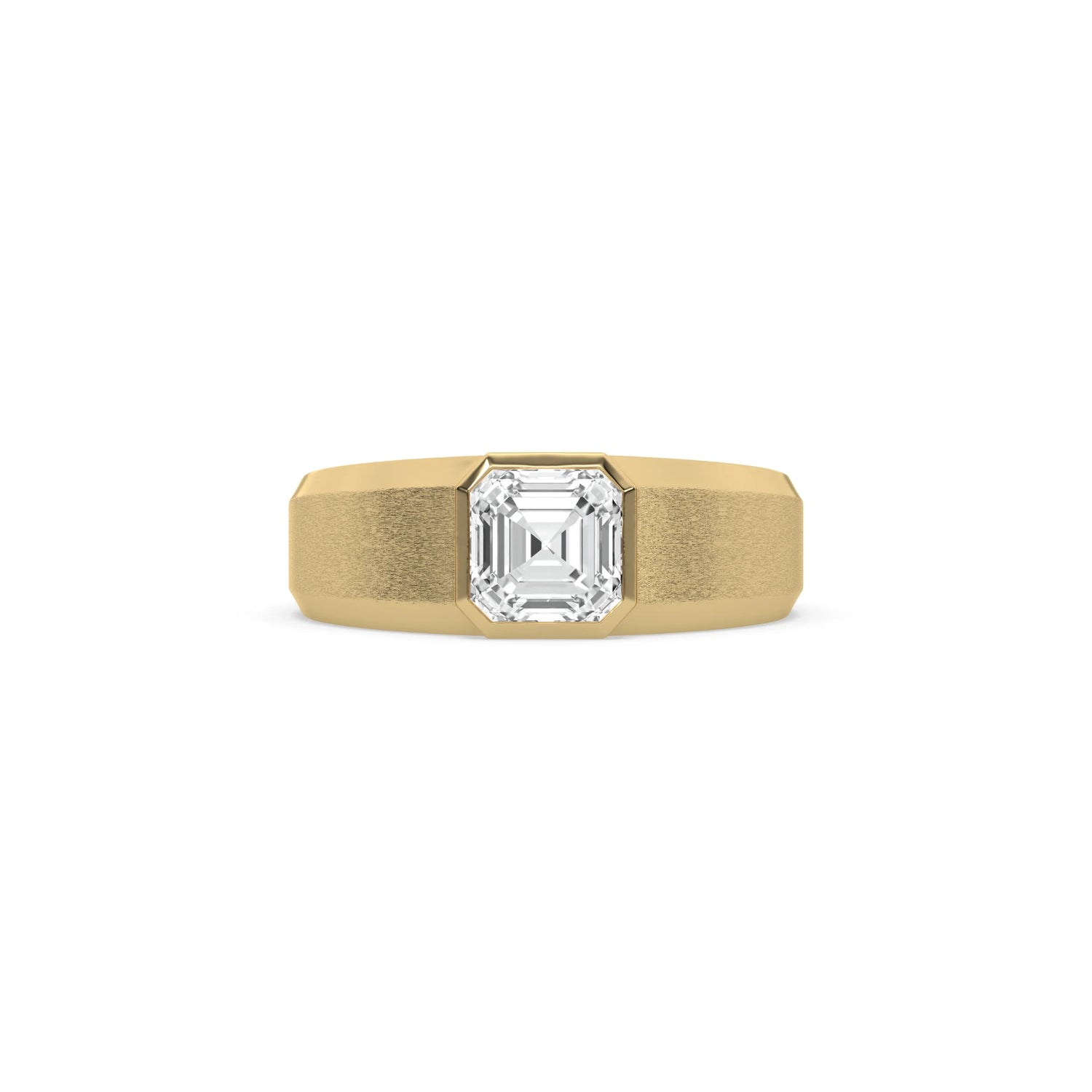 14K Yellow Gold Mens Tiffany Asscher Solitaire Ring