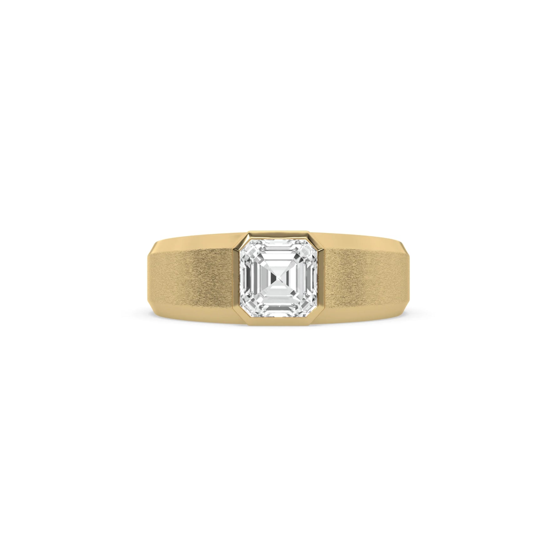 14K Yellow Gold Mens Tiffany Asscher Solitaire Ring