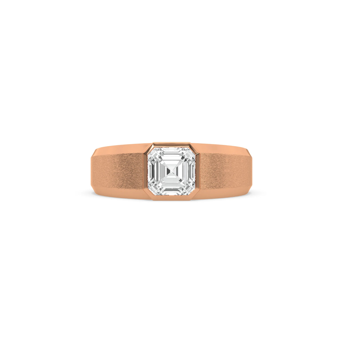 14K Rose Gold Mens Tiffany Asscher Solitaire Ring
