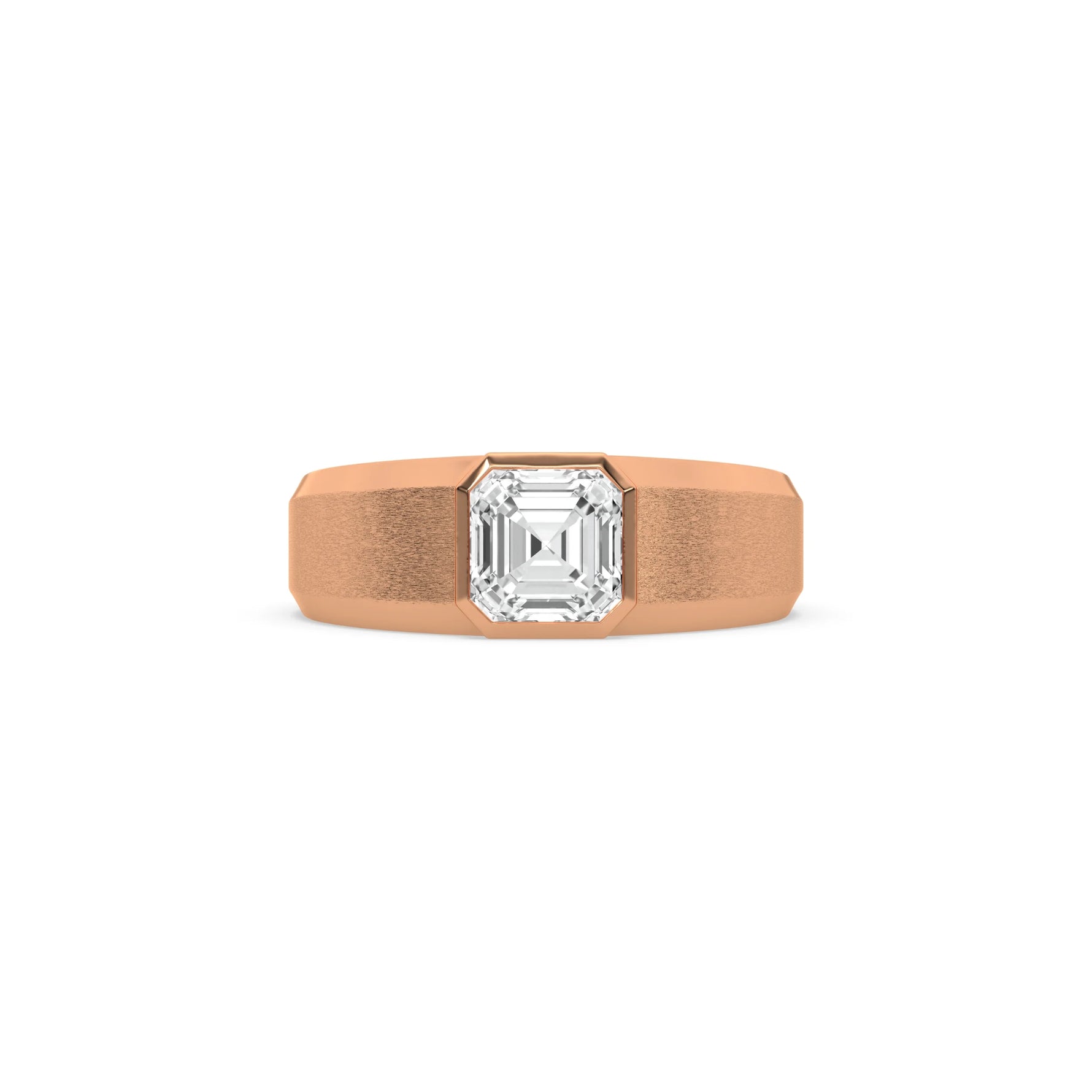 14K Rose Gold Mens Tiffany Asscher Solitaire Ring