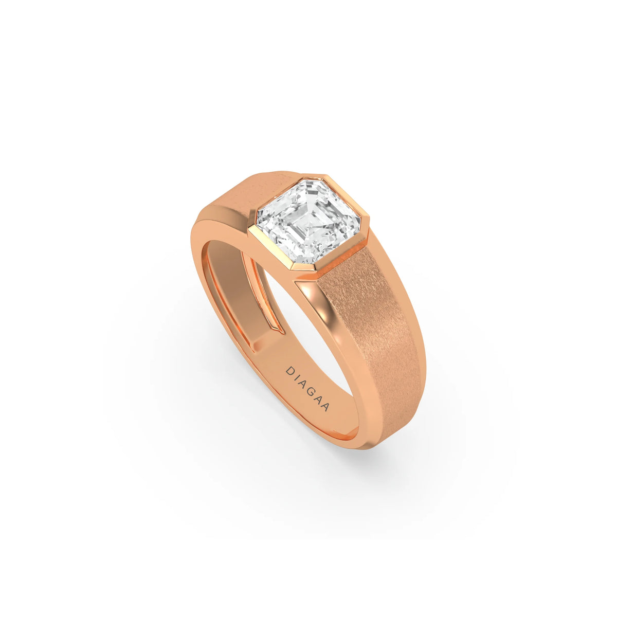 18K Rose Gold Mens Tiffany Asscher Solitaire Ring