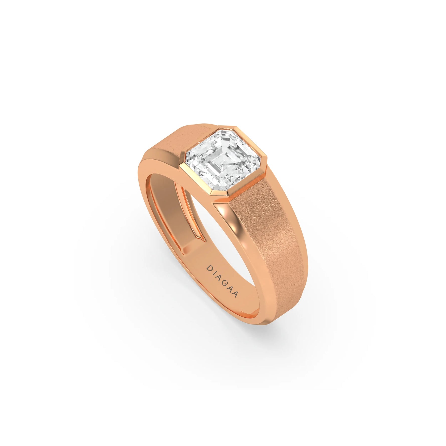 18K Rose Gold Mens Tiffany Asscher Solitaire Ring