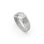14K White Gold Mens Tiffany Asscher Solitaire Ring
