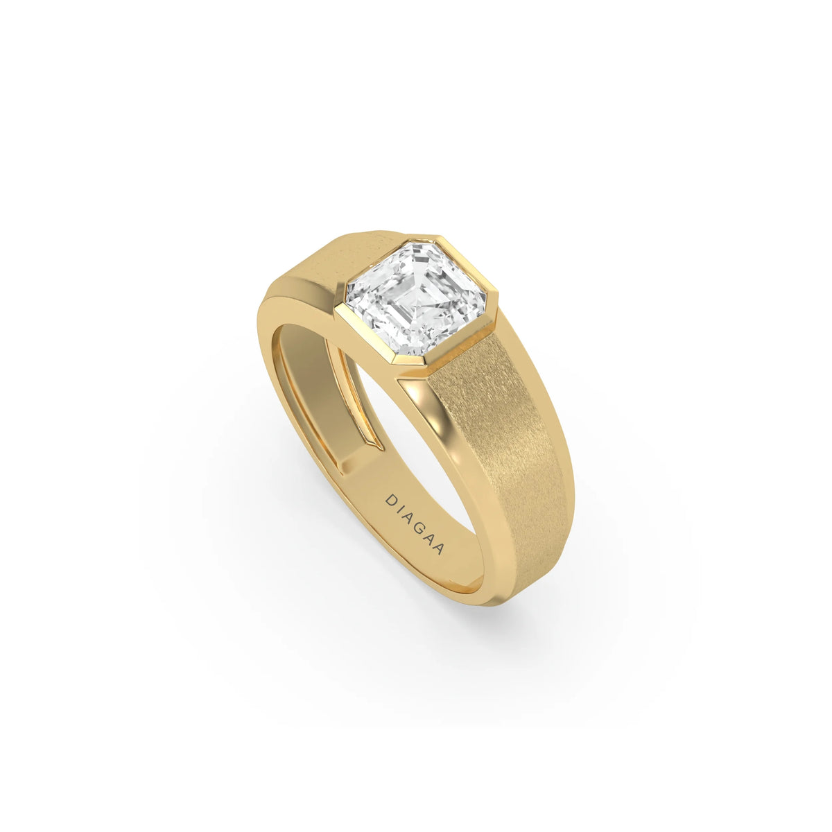 18K Yellow Gold Mens Tiffany Asscher Solitaire Ring