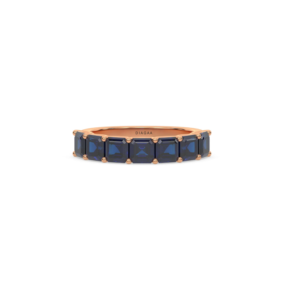 18K Rose Gold Asscher Sapphire Eternity Ring