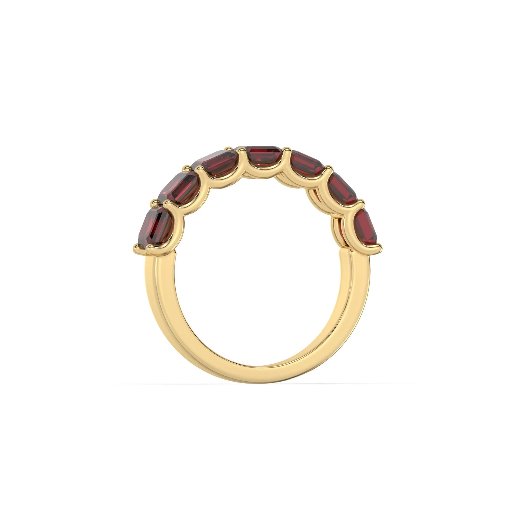 10K Yellow Gold Ruby Asscher Gemstone Eternity Ring