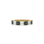 18K Yellow Gold Asscher Half and Half Eternity Ring