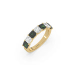 14K Yellow Gold Asscher Half and Half Eternity Ring