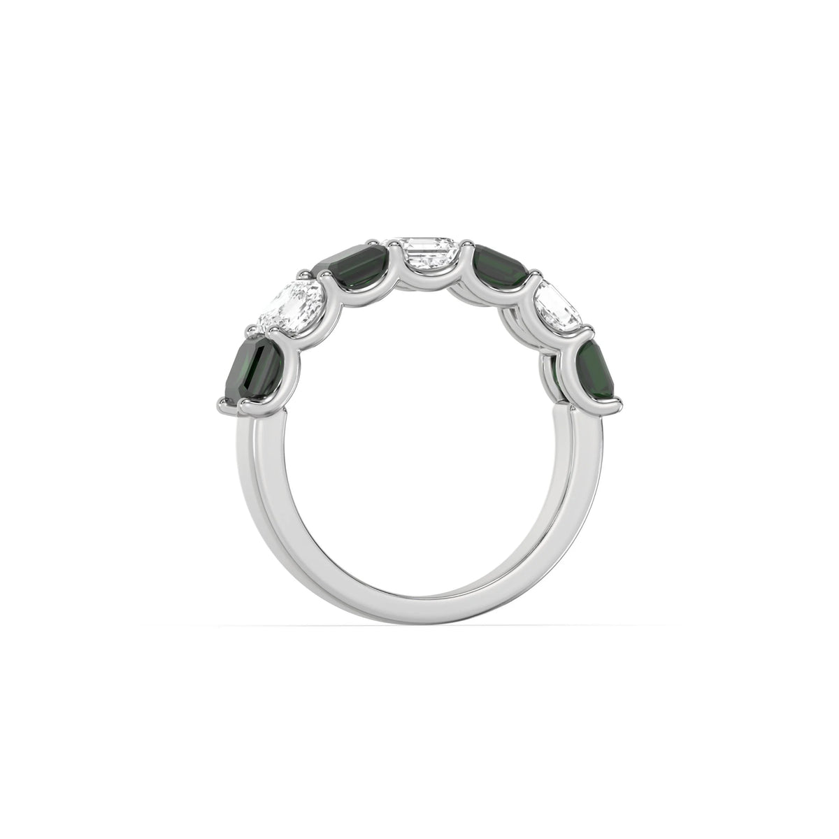 10K White Gold Asscher Half and Half Eternity Ring