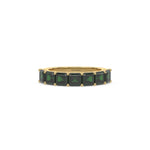 18K Yellow Gold Asscher Cut Emerald Gemstone Eternity Ring