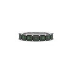 18K White Gold Asscher Cut Emerald Gemstone Eternity Ring